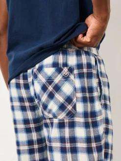 FatFace Boray Light Blue Check Pyjama Bottoms