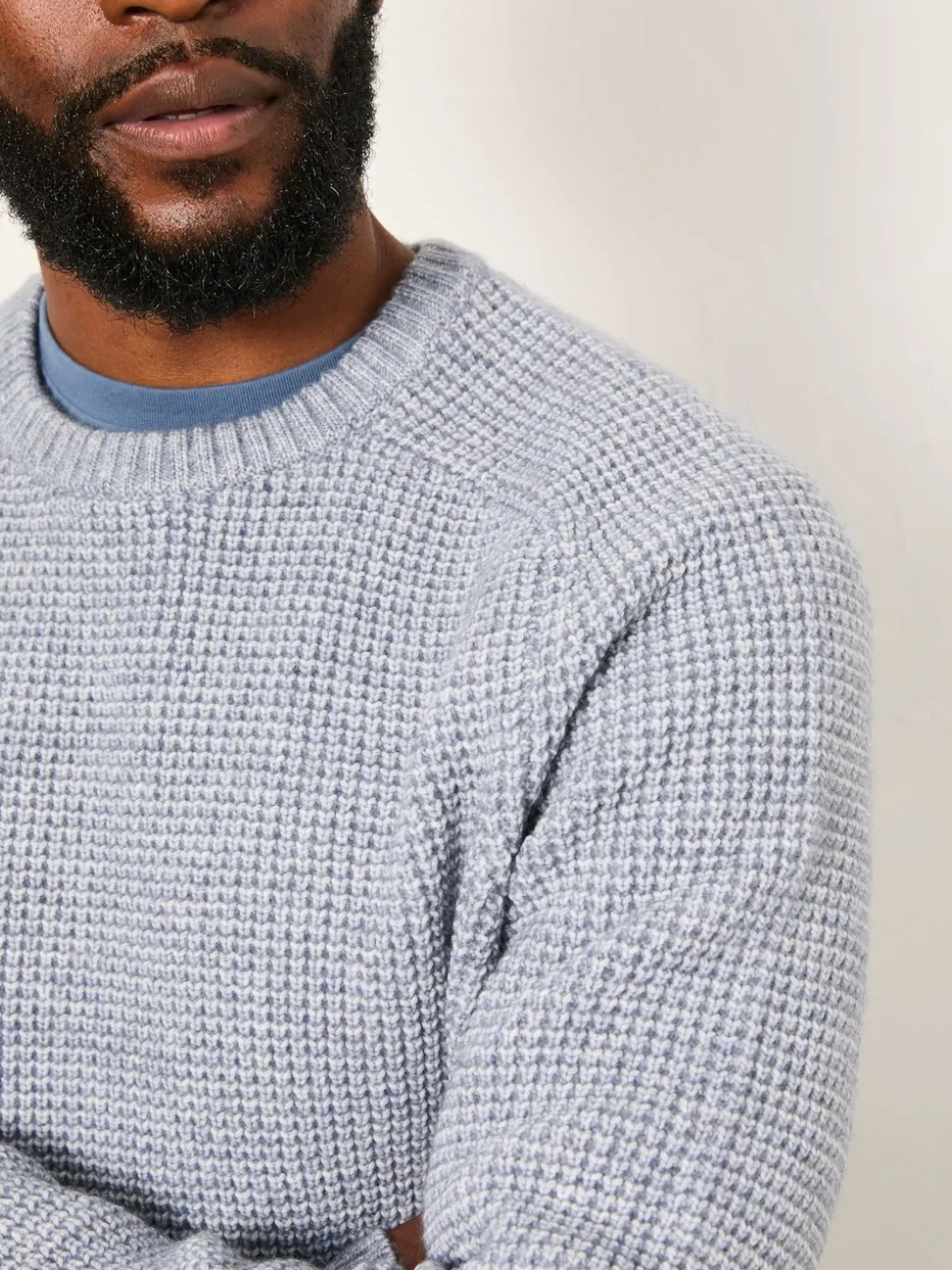 FatFace Bourton Light Blue Knitted Crew Neck Jumper