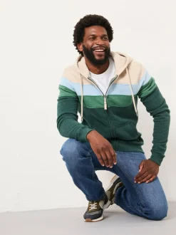 FatFace Brooke Green Cut And Sew Zip Through Hoodie