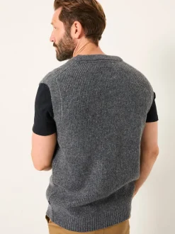 FatFace Calder Charcoal Grey V-Neck Knitted Tank