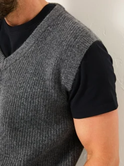 FatFace Calder Charcoal Grey V-Neck Knitted Tank