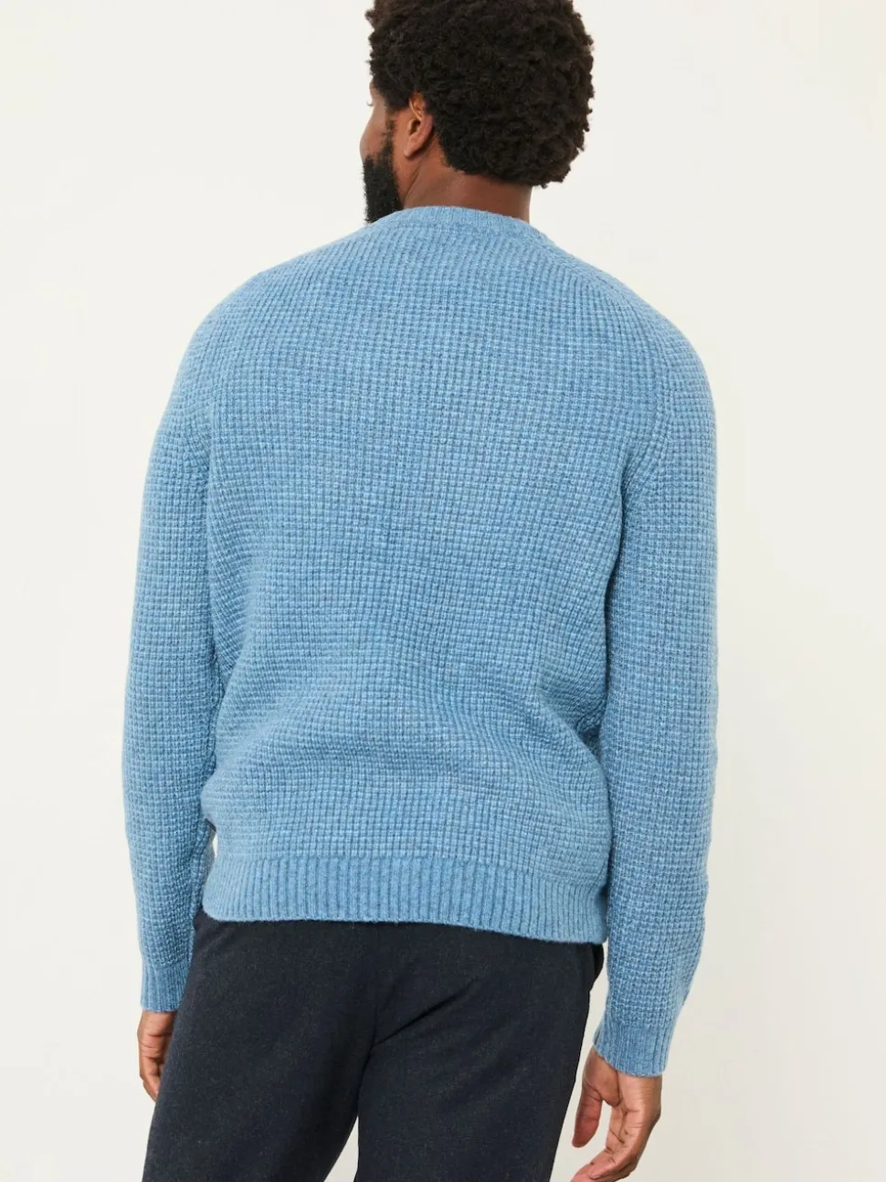FatFace Calder Light Vintage Blue Crew Neck Knitted Jumper