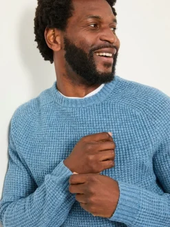 FatFace Calder Light Vintage Blue Crew Neck Knitted Jumper