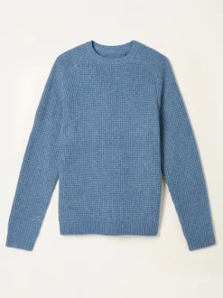 FatFace Calder Light Vintage Blue Crew Neck Knitted Jumper