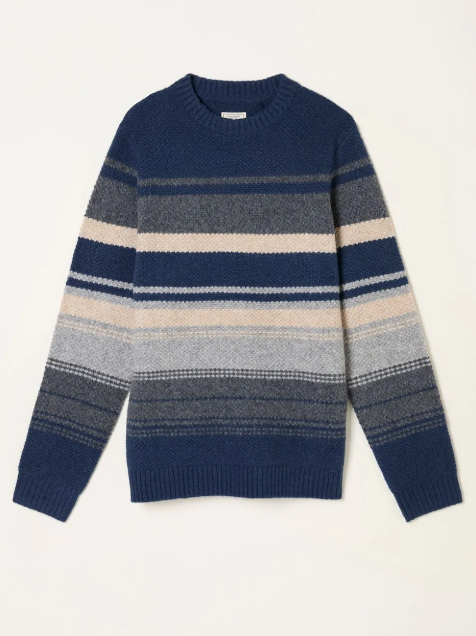 FatFace Calder Navy Stripe Crew Neck Knitted Jumper