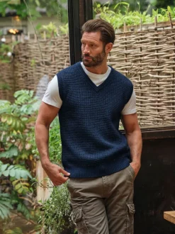 FatFace Calder Navy V-Neck Knitted Tank