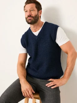 FatFace Calder Navy V-Neck Knitted Tank
