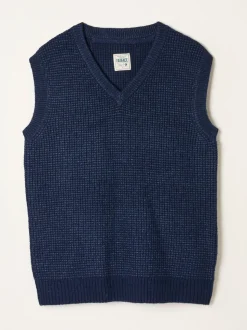 FatFace Calder Navy V-Neck Knitted Tank
