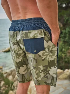 FatFace Camber Green Camo Swim Shorts