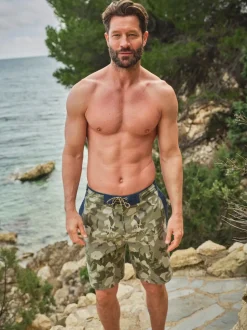 FatFace Camber Green Camo Swim Shorts