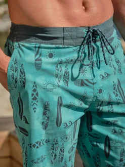 FatFace Camber Green Surf Swim Shorts