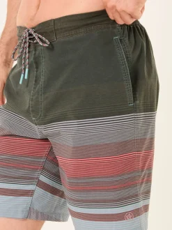 FatFace Camber Pink Blue Stripe Swim Shorts