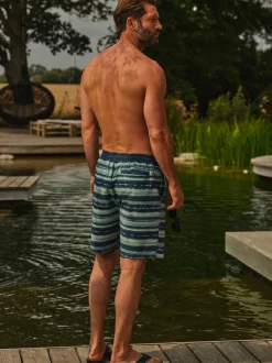 FatFace Camber Teal Blue Stripe Swim Shorts