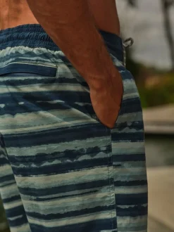 FatFace Camber Teal Blue Stripe Swim Shorts