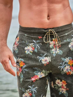 FatFace Camber Washed Black Hibiscus Swim Shorts