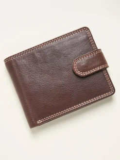 FatFace Chocolate Brown Contrast Stitch Leather Wallet