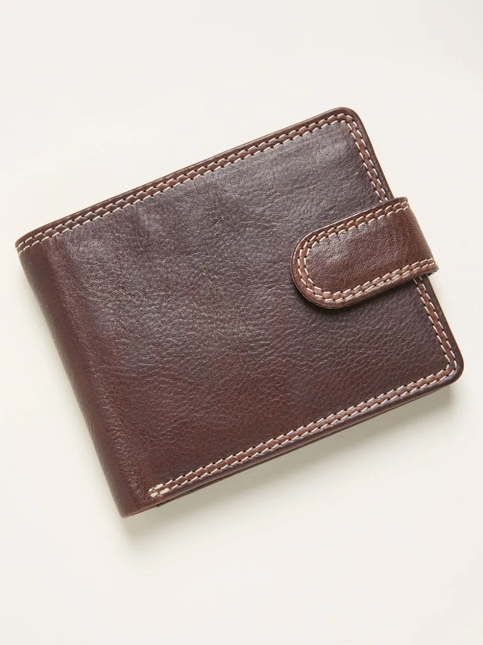 FatFace Chocolate Brown Contrast Stitch Leather Wallet