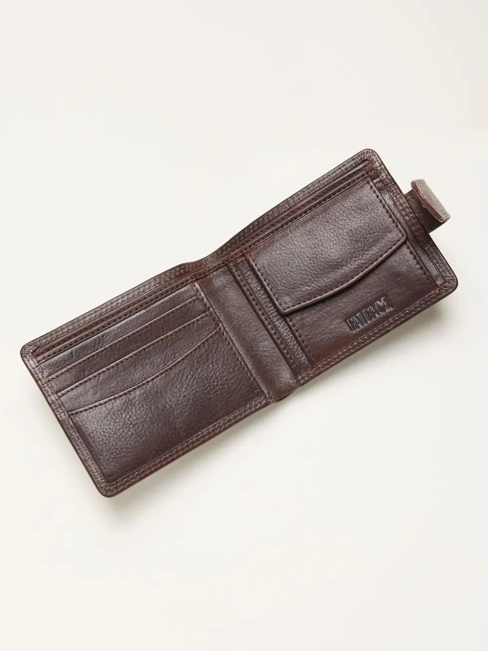 FatFace Chocolate Brown Contrast Stitch Leather Wallet