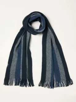 FatFace Chris Navy Textured Scarf