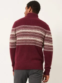 FatFace Claret Fairisle Knitted Half Neck Jumper
