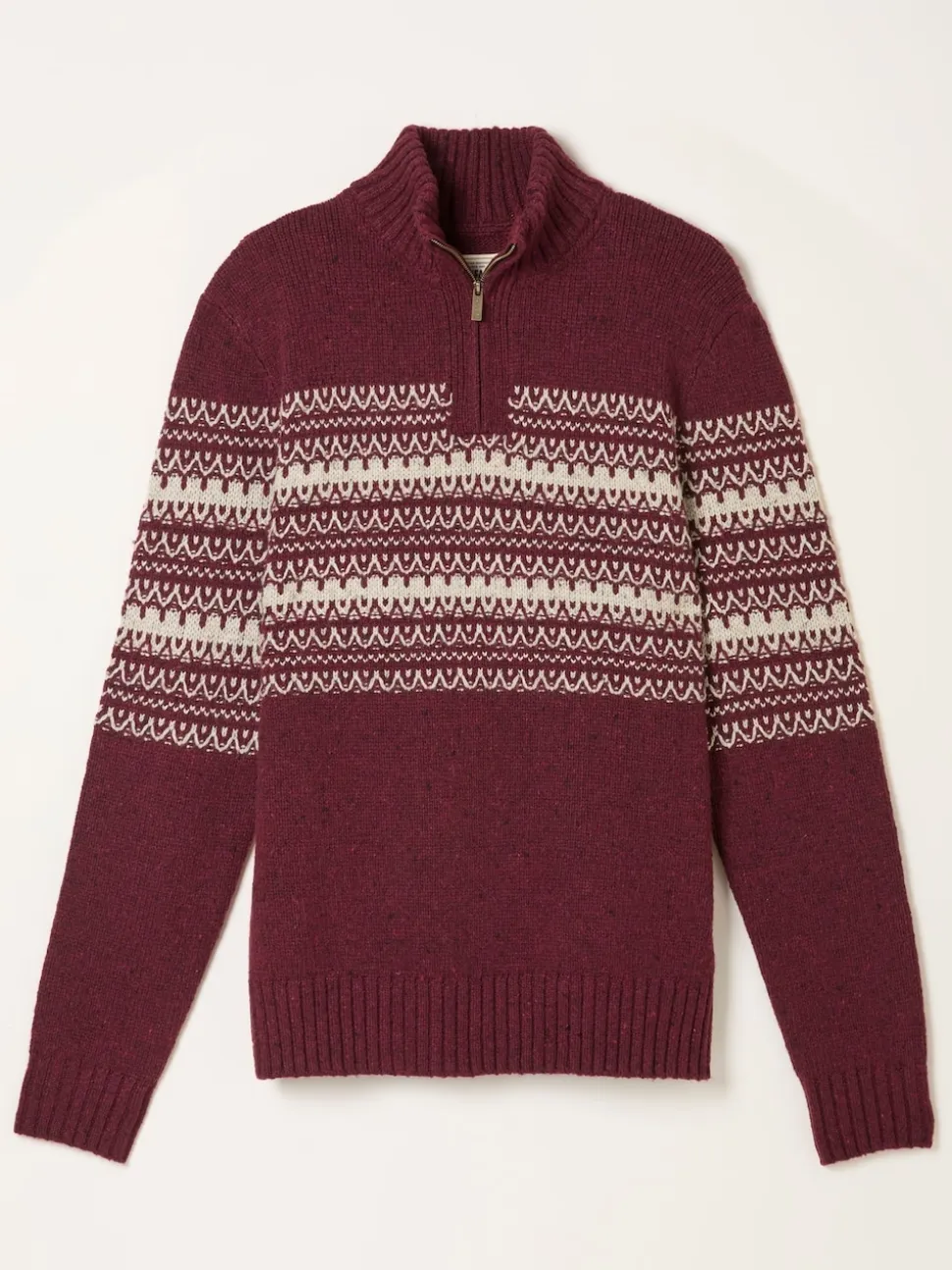 FatFace Claret Fairisle Knitted Half Neck Jumper