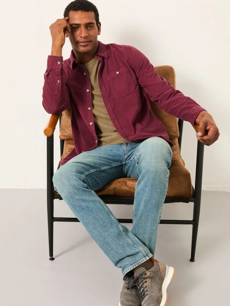 FatFace Claret Long Sleeve Cord Shirt