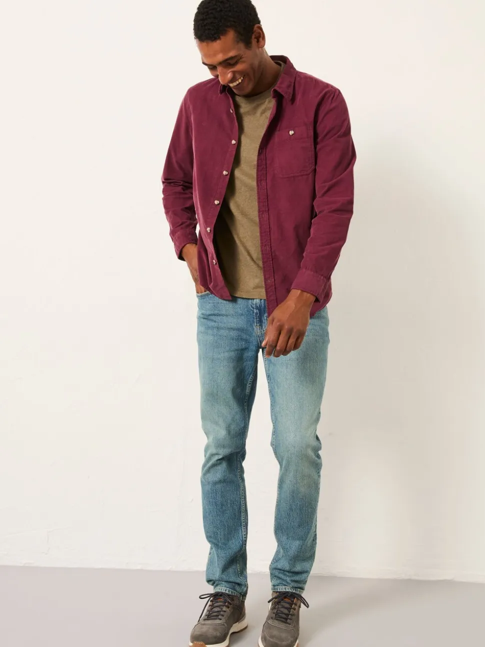 FatFace Claret Long Sleeve Cord Shirt