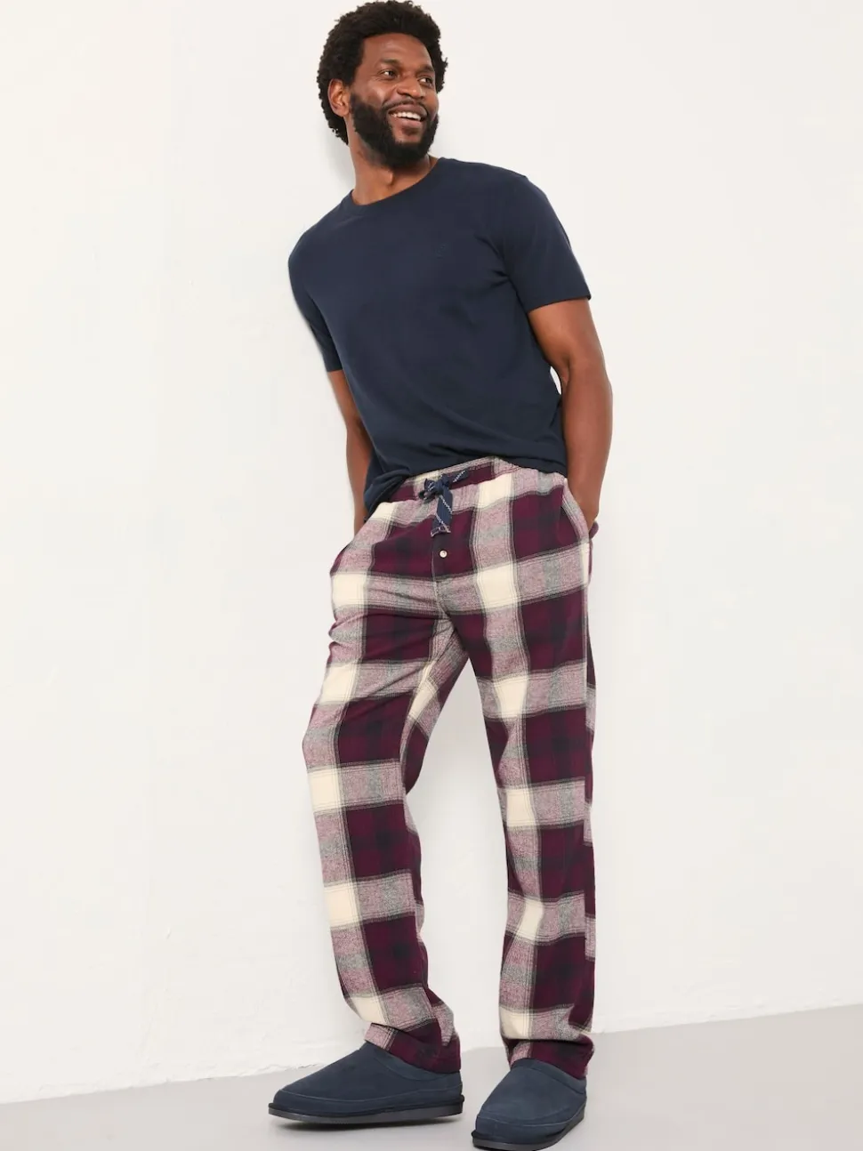 FatFace Connel Burgundy Red Check Pyjama Bottoms