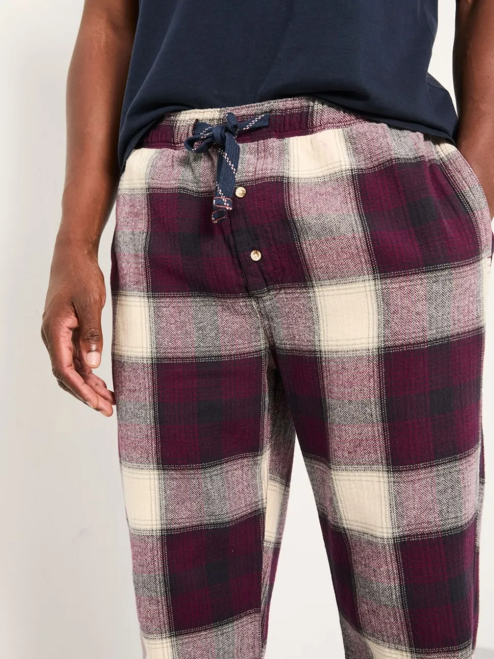 FatFace Connel Burgundy Red Check Pyjama Bottoms