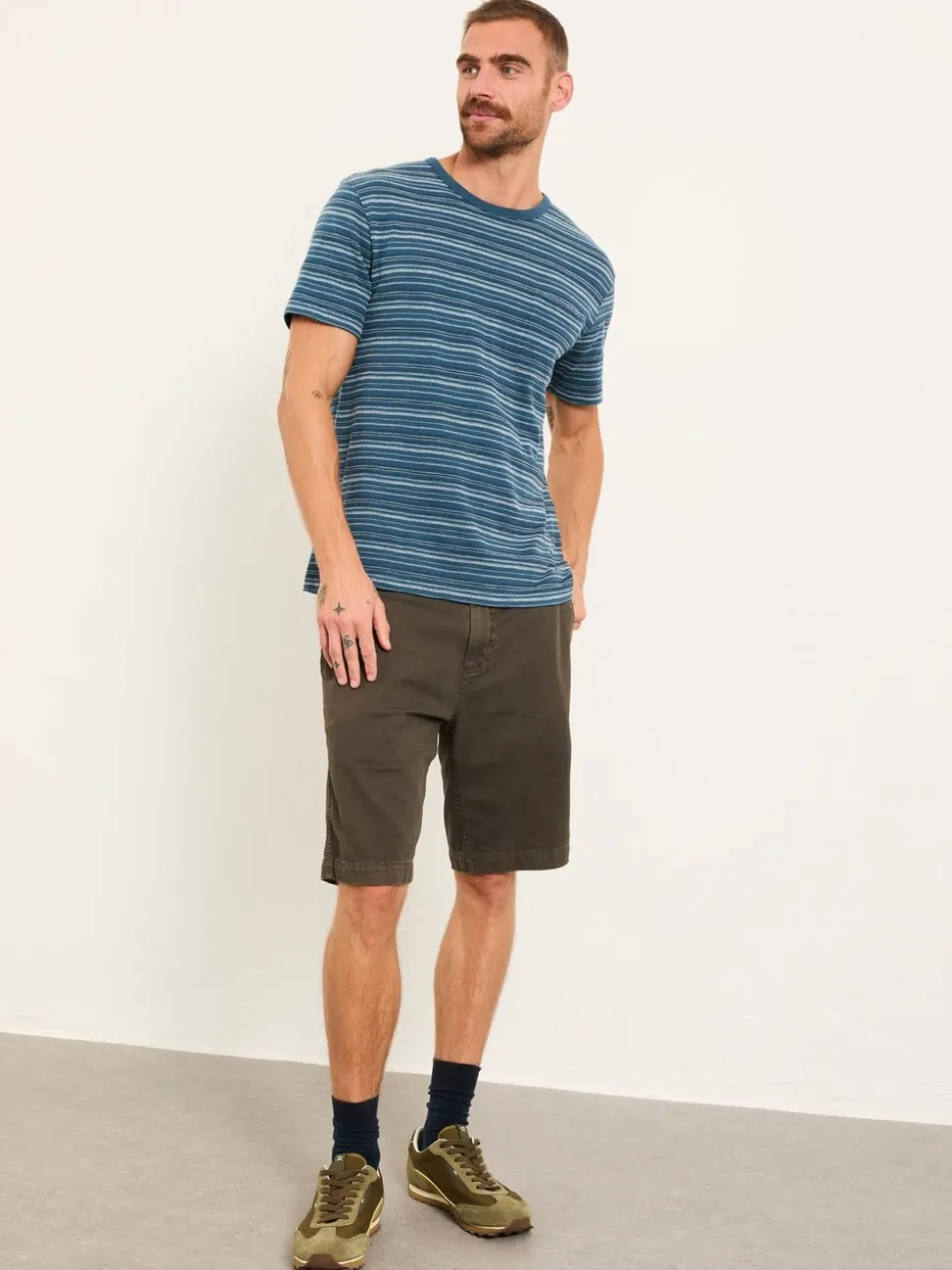 FatFace Dark Brown Stow Garment Dye Chino Shorts
