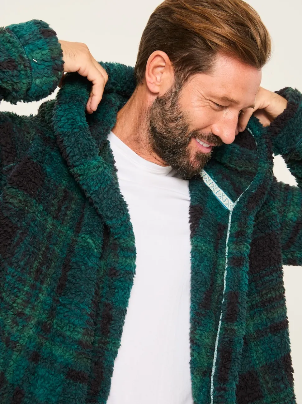 FatFace Dark Green Snuggle Check Robe