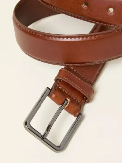 FatFace Dark Tan Smart Leather Belt