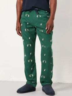 FatFace Emerald Green Penguin Print Pyjama Bottoms