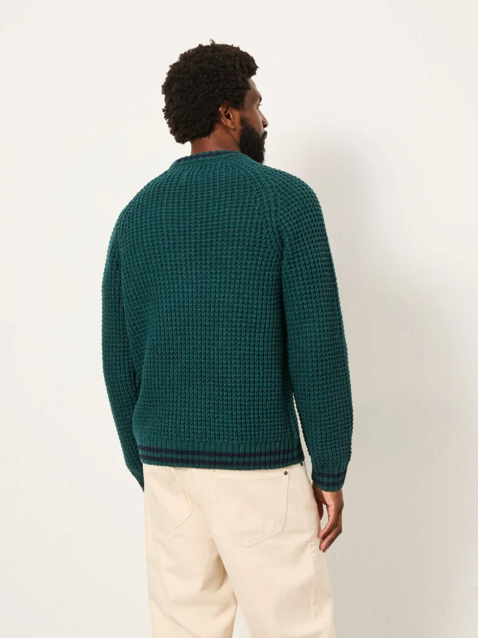 FatFace Emerald Green Tipped Crew Neck Knitted Jumper