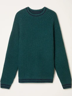 FatFace Emerald Green Tipped Crew Neck Knitted Jumper