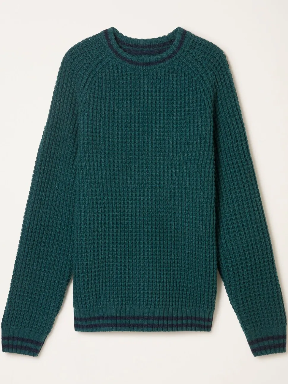 FatFace Emerald Green Tipped Crew Neck Knitted Jumper