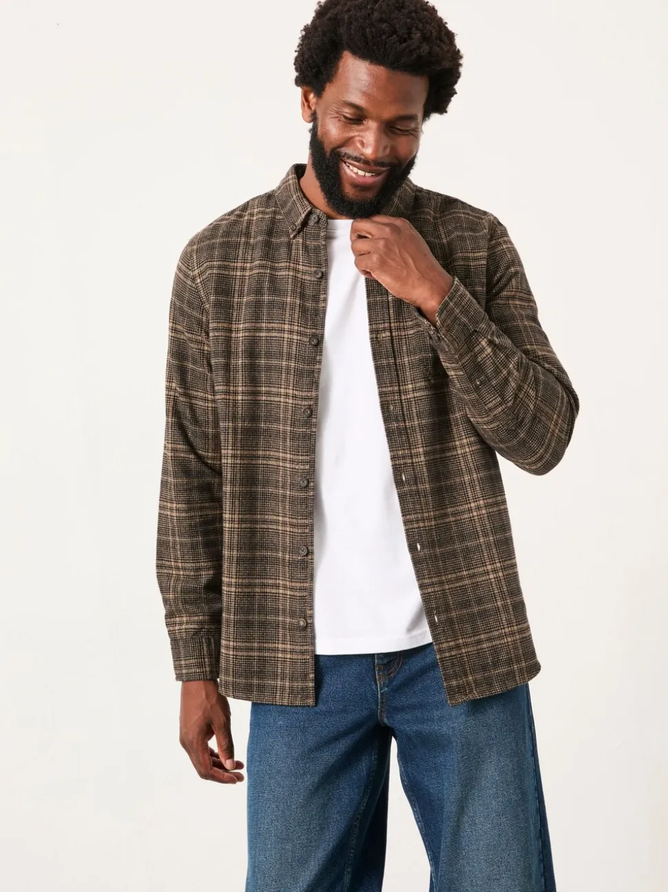 FatFace Felton Brown Long Sleeve Check Shirt