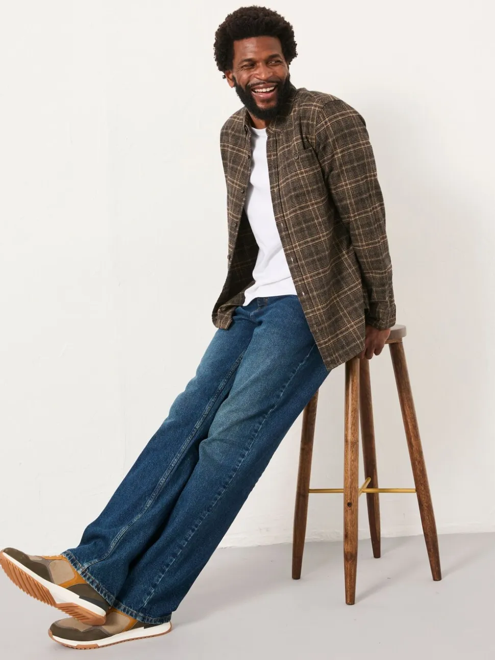 FatFace Felton Brown Long Sleeve Check Shirt