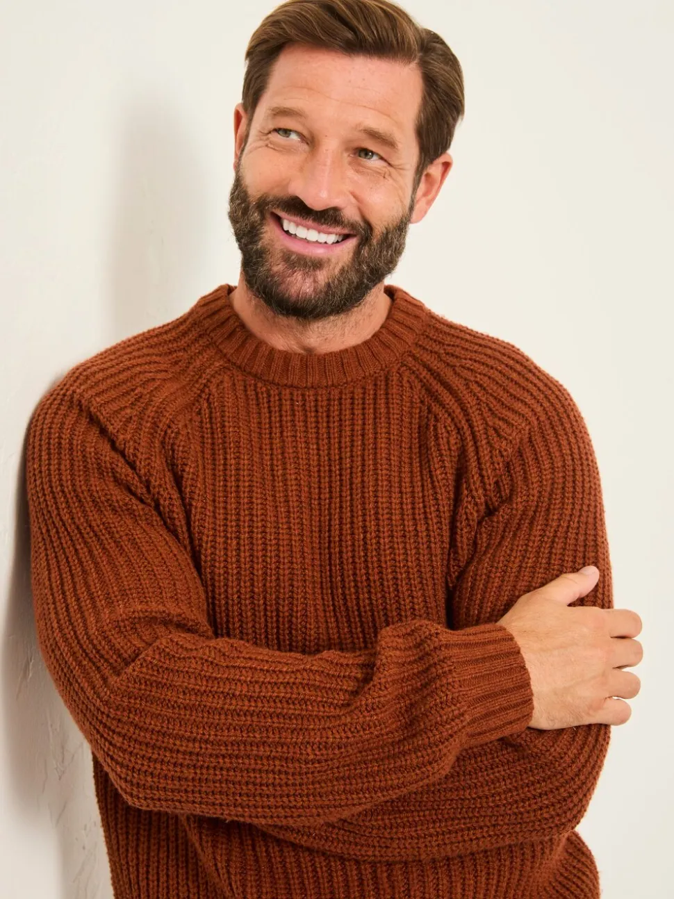 FatFace Fife Terracotta Knitted Crew Jumper