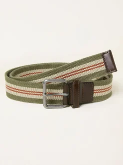 FatFace Finn Khaki Green Stripe Webbing Belt