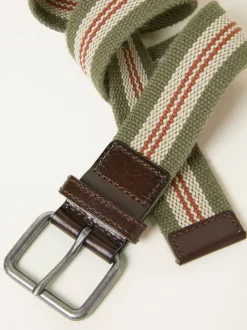 FatFace Finn Khaki Green Stripe Webbing Belt