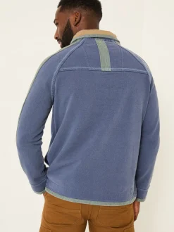 FatFace French Navy 100% Cotton Airlie Panel Quarter Zip Sweat Top