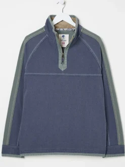 FatFace French Navy 100% Cotton Airlie Panel Quarter Zip Sweat Top