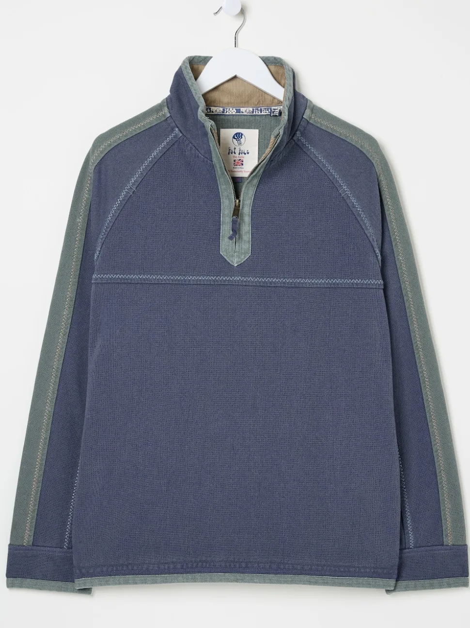 FatFace French Navy 100% Cotton Airlie Panel Quarter Zip Sweat Top
