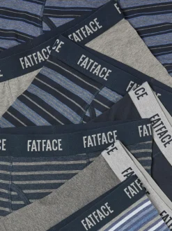 FatFace Grey & Blue Stripe Classic Boxers 7 Pack