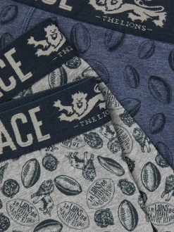 FatFace Grey & Navy Blue Lion's Tour Boxers 2 Pack