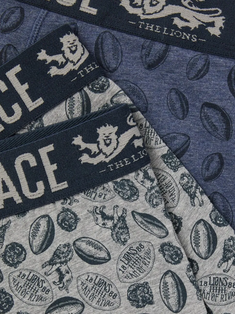 FatFace Grey & Navy Blue Lion's Tour Boxers 2 Pack