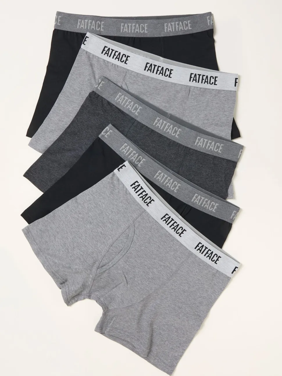 FatFace Grey 5 Pairs of Plain Boxers