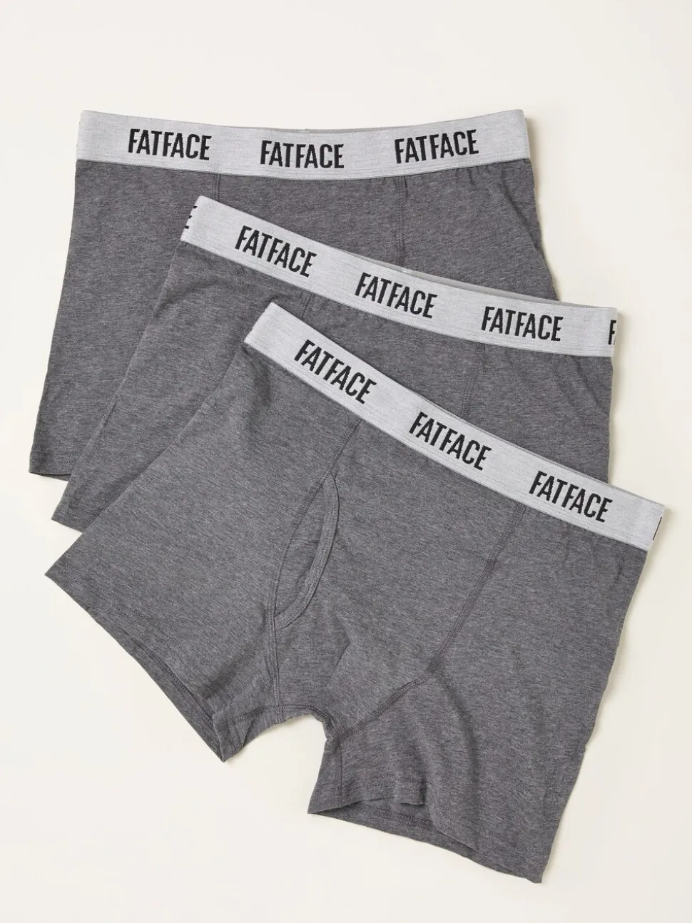 FatFace Grey 3 Pairs of Plain Boxers