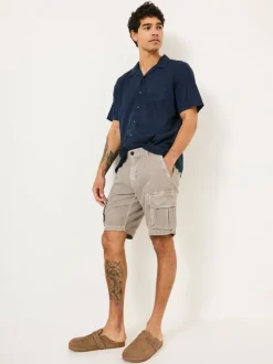 FatFace Grey Cotton Linen Cargo Shorts